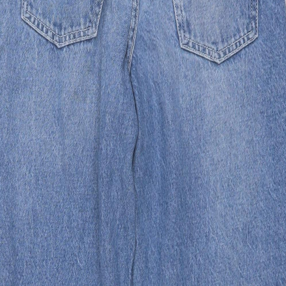 Denim & Co. Girls Blue Cotton Wide-Leg Jeans Size 11-12 Years Regular Button