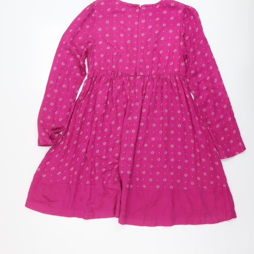 John Lewis Girls Pink Geometric Viscose A-Line Size 11 Years Round Neck Zip