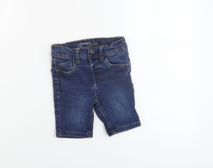 Denim & Co. Boys Blue Cotton Bermuda Shorts Size 2 Years Regular Zip