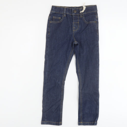 Marks and Spencer Boys Blue Cotton Straight Jeans Size 4-5 Years Regular Button