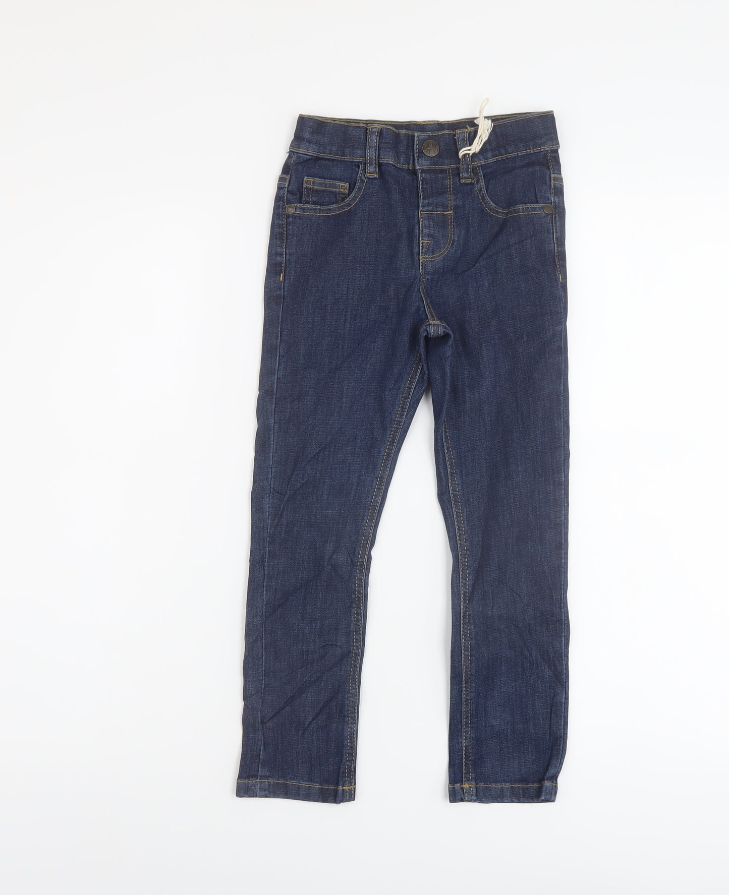 Marks and Spencer Boys Blue Cotton Straight Jeans Size 4-5 Years Regular Button