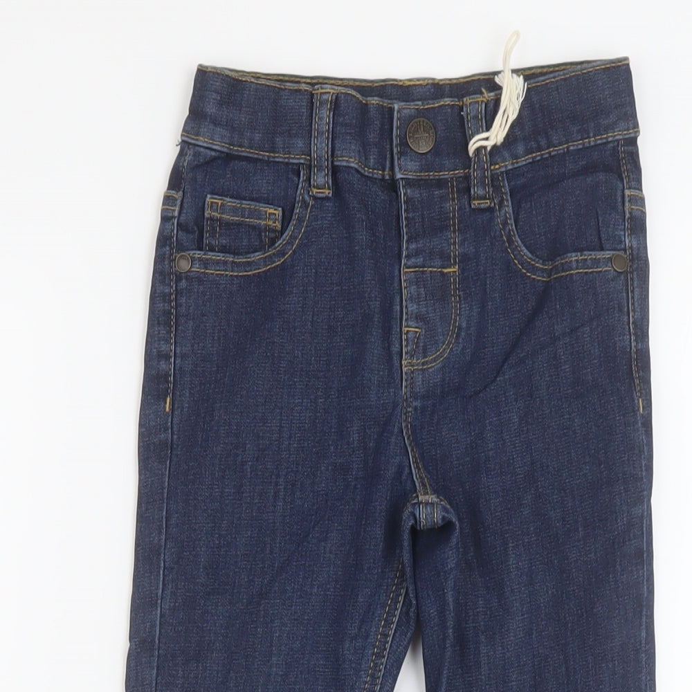 Marks and Spencer Boys Blue Cotton Straight Jeans Size 4-5 Years Regular Button
