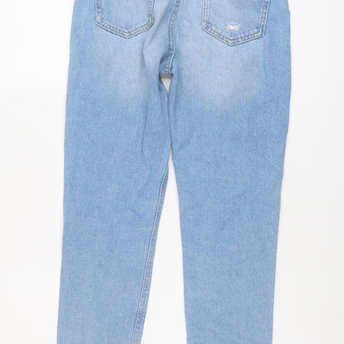 Marks and Spencer Girls Blue Cotton Straight Jeans Size 12-13 Years Regular Button