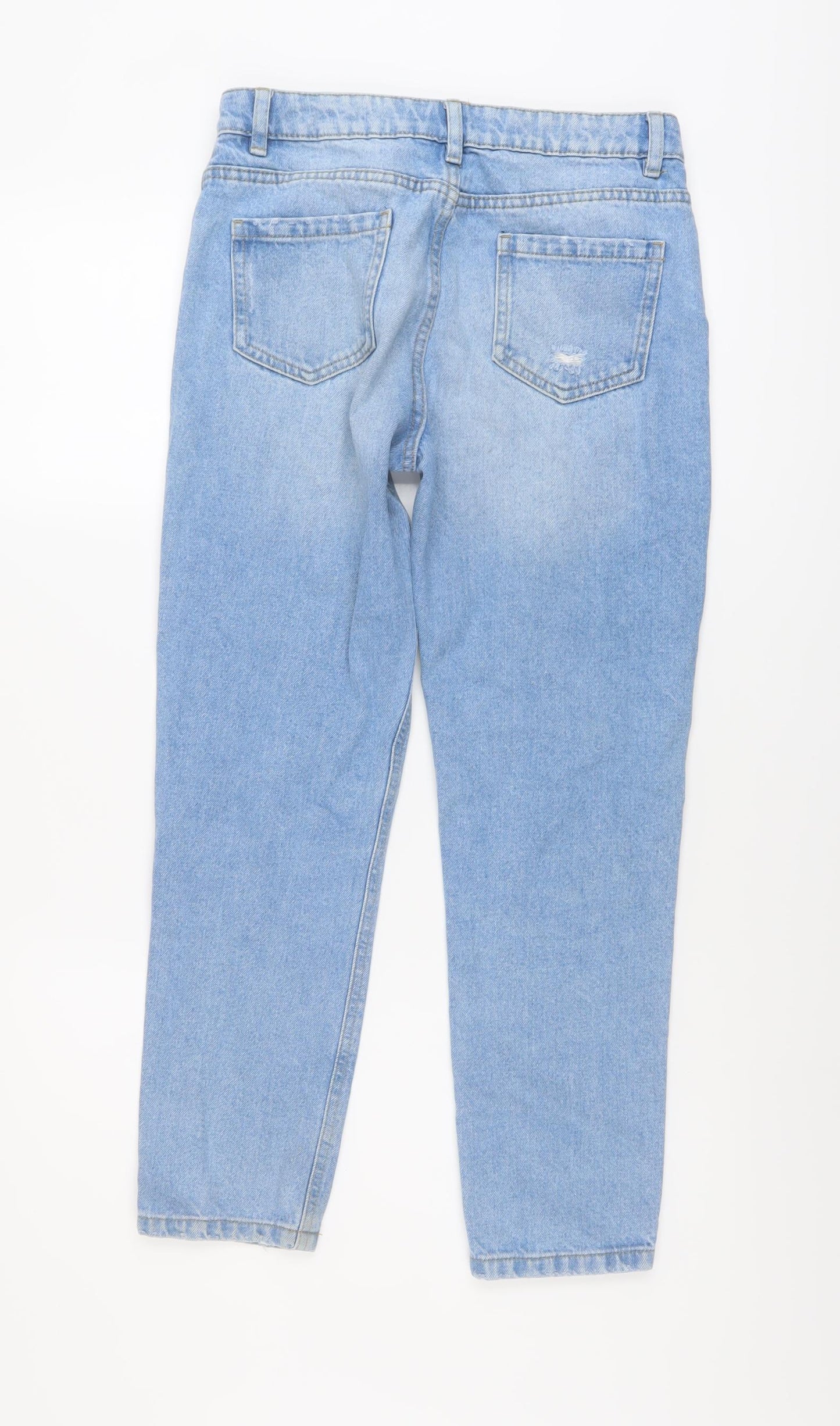 Marks and Spencer Girls Blue Cotton Straight Jeans Size 12-13 Years Regular Button