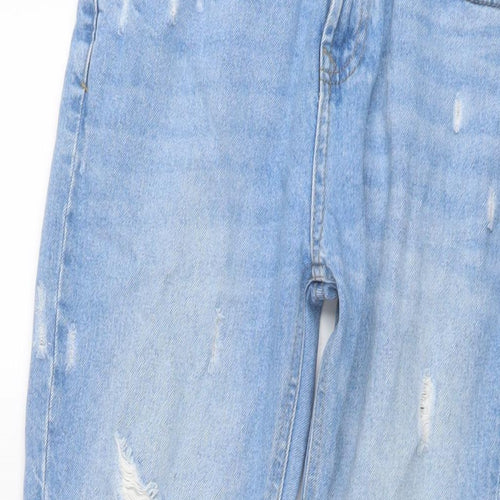 Marks and Spencer Girls Blue Cotton Straight Jeans Size 12-13 Years Regular Button