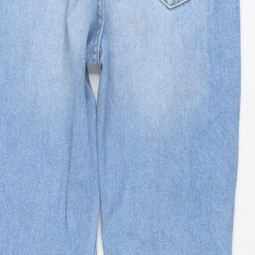 Marks and Spencer Girls Blue Cotton Straight Jeans Size 12-13 Years Regular Button