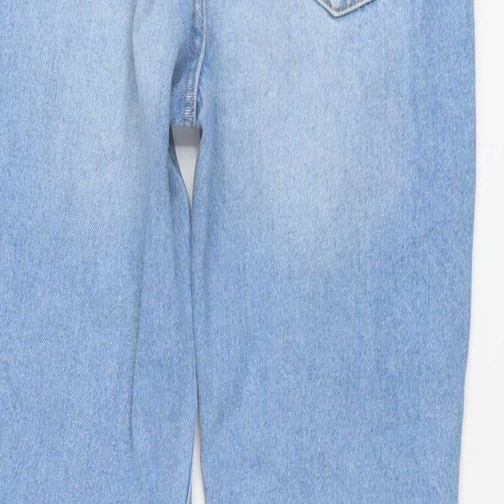 Marks and Spencer Girls Blue Cotton Straight Jeans Size 12-13 Years Regular Button