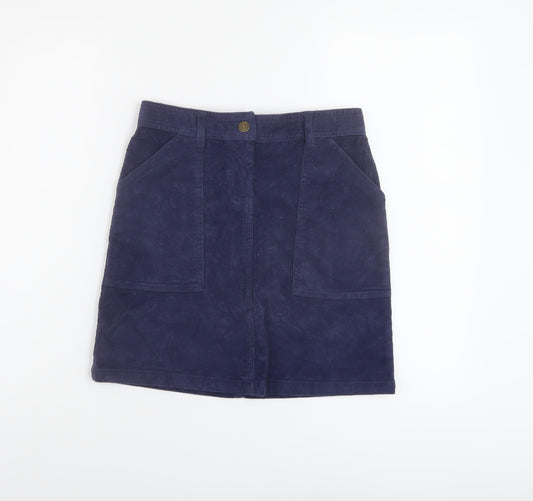 John Lewis Girls Blue Cotton A-Line Skirt Size 12 Years Regular Button
