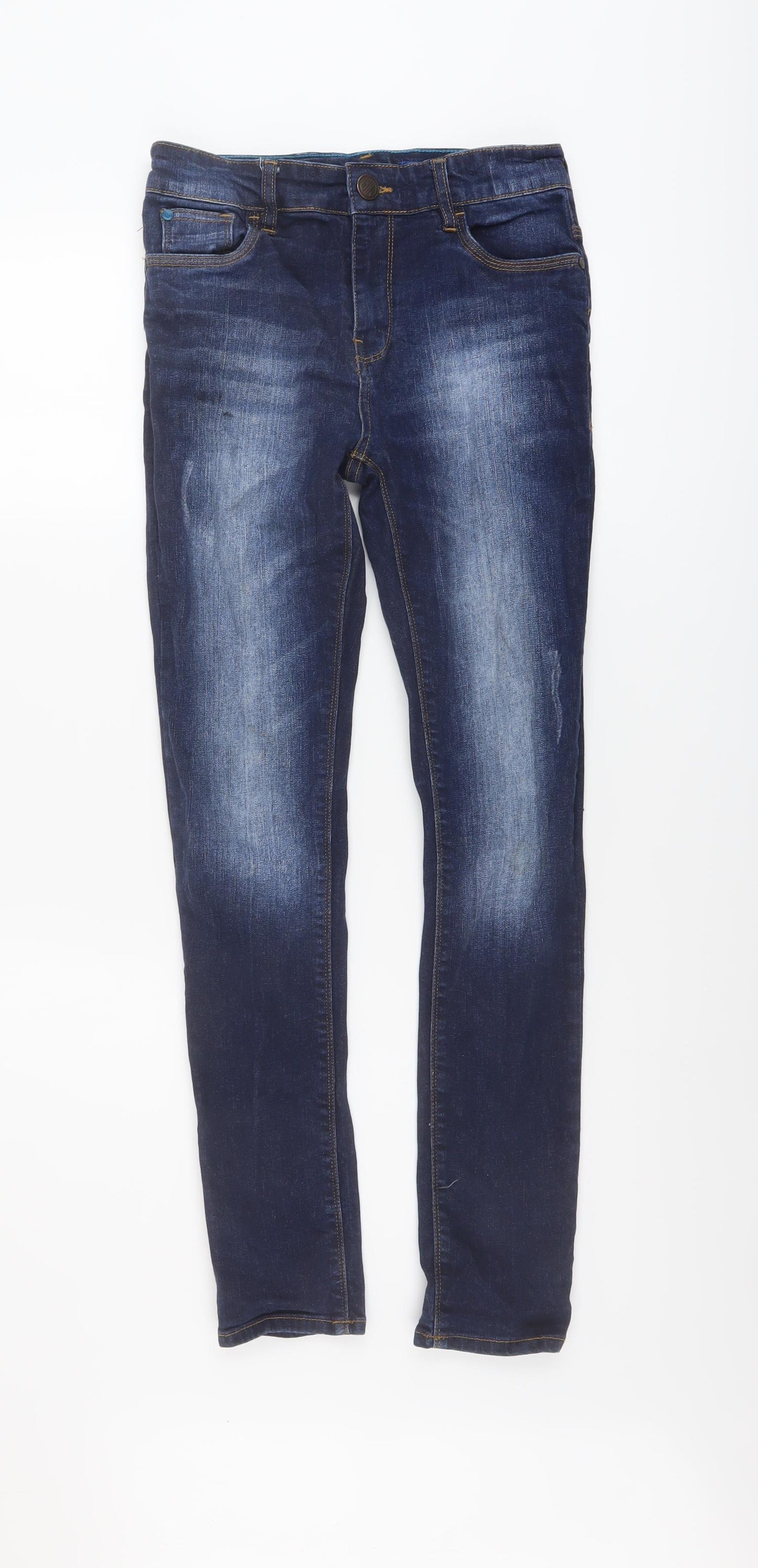 NEXT Boys Blue Cotton Skinny Jeans Size 12 Years Regular Button