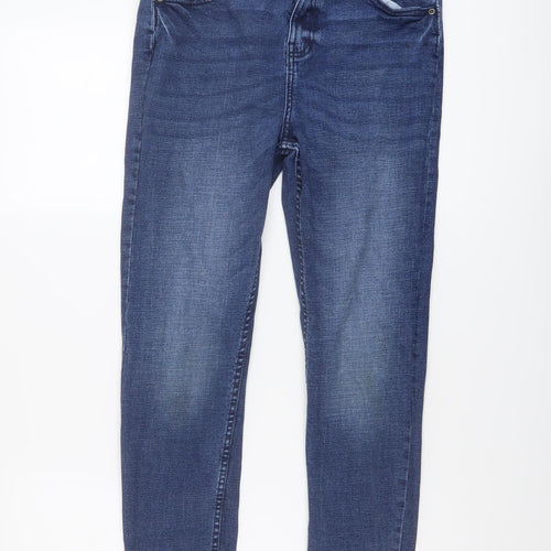 F&F Boys Blue Cotton Straight Jeans Size 13-14 Years Regular Button
