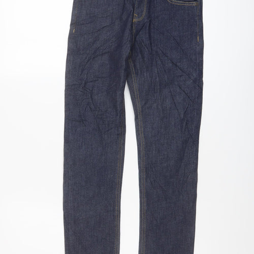 Marks and Spencer Boys Blue Cotton Straight Jeans Size 9-10 Years Regular Button
