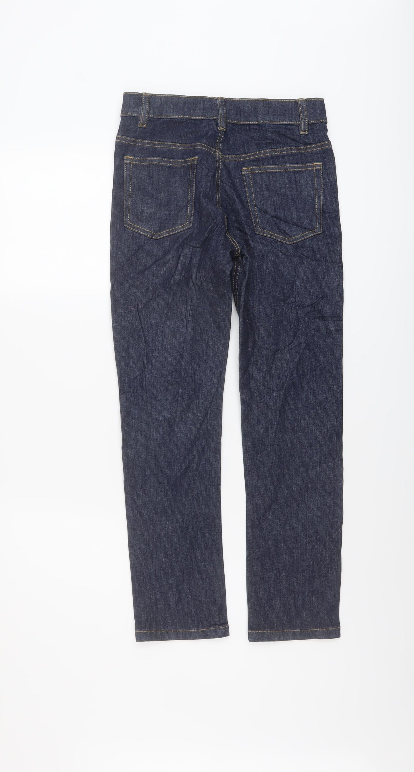 Marks and Spencer Boys Blue Cotton Straight Jeans Size 9-10 Years Regular Button