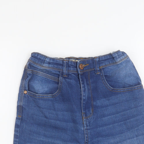 Denim & Co. Boys Blue Cotton Bermuda Shorts Size 12-13 Years Regular Zip