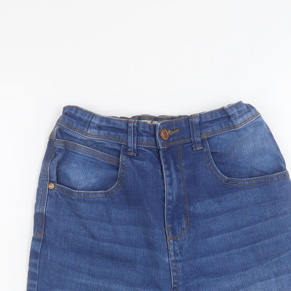Denim & Co. Boys Blue Cotton Bermuda Shorts Size 12-13 Years Regular Zip