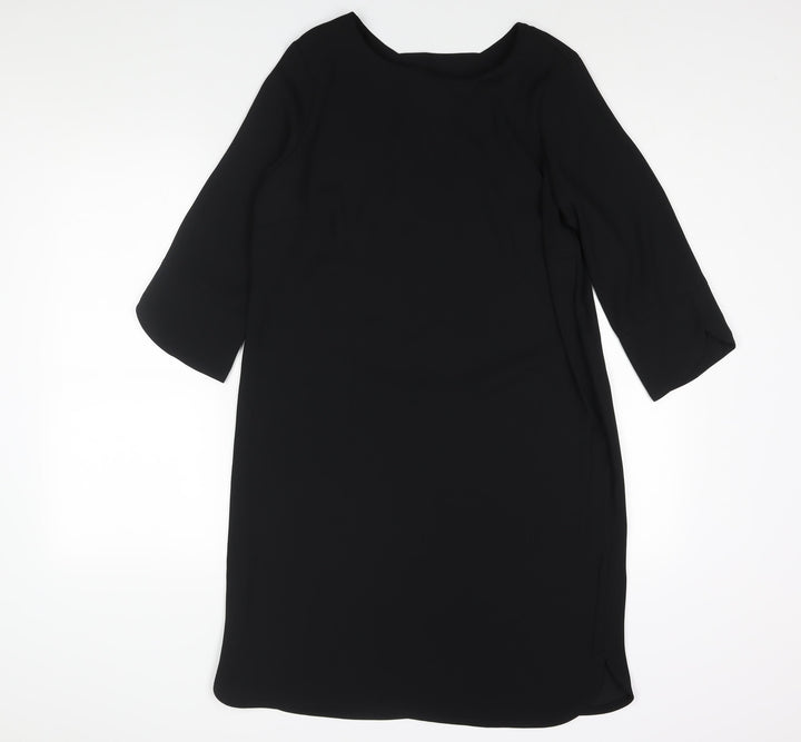 Marks and Spencer Womens Black Polyester Shift Size 12 Round Neck Pullover