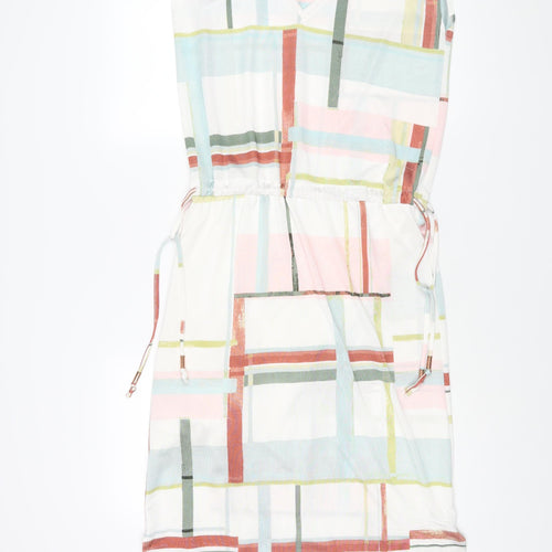 NEXT Womens Multicoloured Geometric Polyester Shift Size 8 V-Neck Pullover - Drawstring Waist