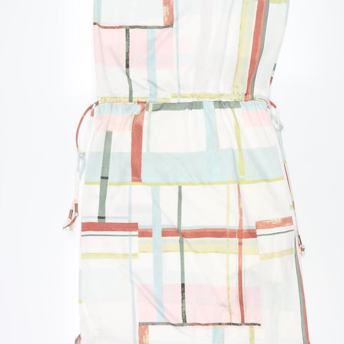 NEXT Womens Multicoloured Geometric Polyester Shift Size 8 V-Neck Pullover - Drawstring Waist