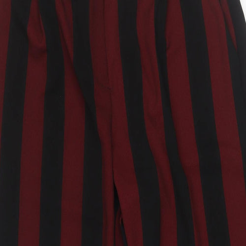 New Look Womens Red Striped Polyester Trousers Size 12 L29 in Regular - Elasticated Waist