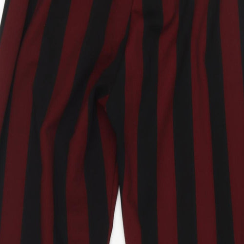 New Look Womens Red Striped Polyester Trousers Size 12 L29 in Regular - Elasticated Waist