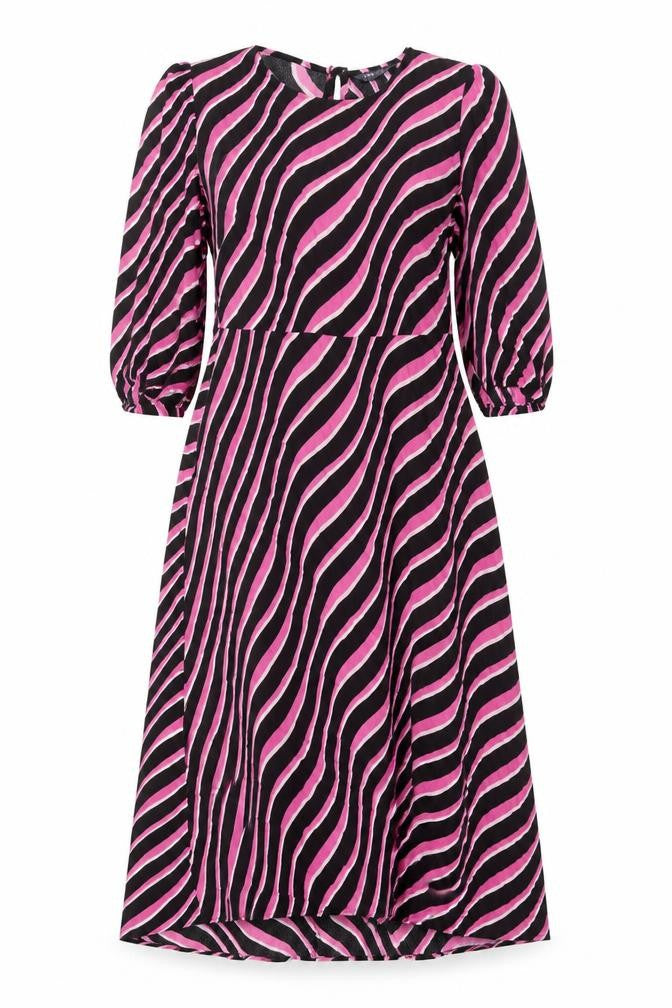 Marks and Spencer Womens Multicoloured Geometric Viscose A-Line Size 12 Round Neck Zip