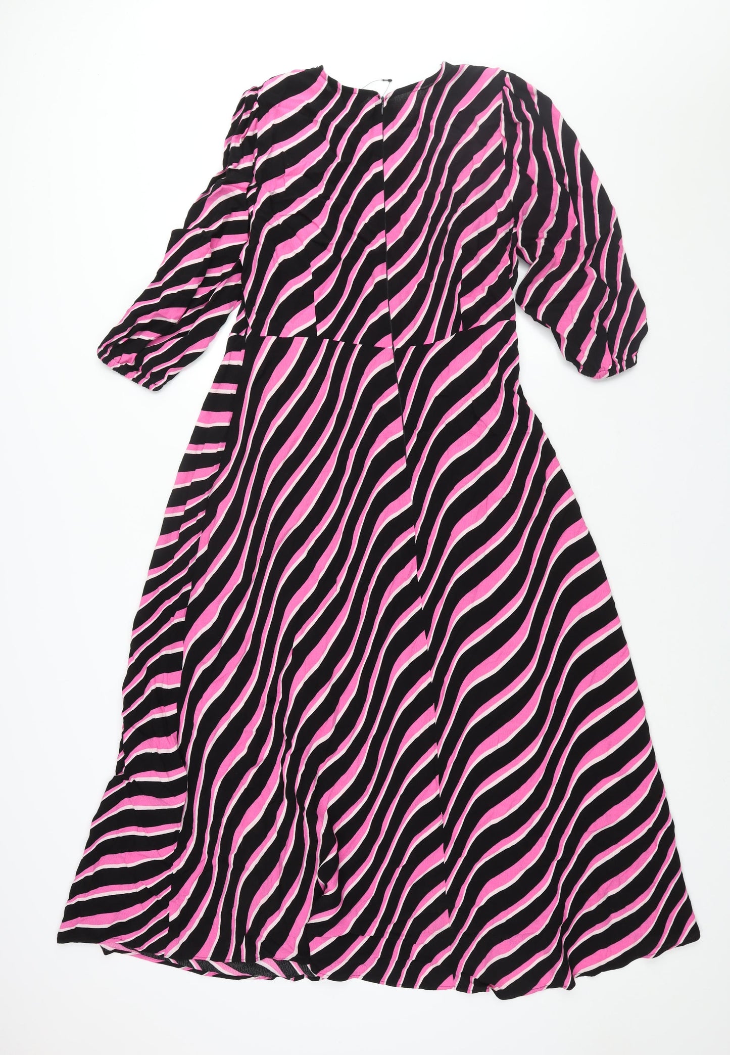 Marks and Spencer Womens Multicoloured Geometric Viscose A-Line Size 12 Round Neck Zip