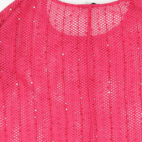 NEXT Womens Pink Round Neck Acrylic Pullover Jumper Size 10 - Sequin Detail