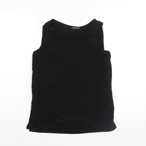 Warehouse Womens Black Polyester Camisole Blouse Size 10 Scoop Neck - Pocket Detail