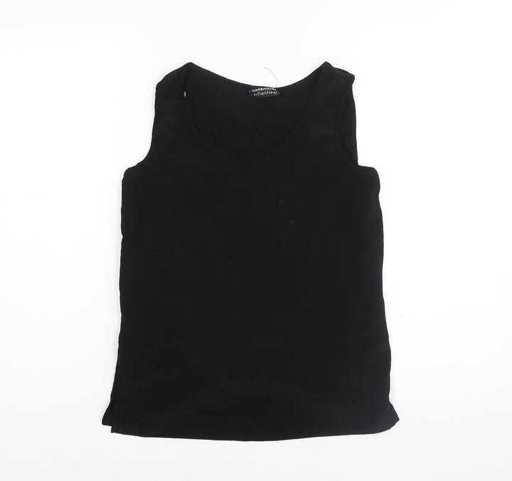 Warehouse Womens Black Polyester Camisole Blouse Size 10 Scoop Neck - Pocket Detail