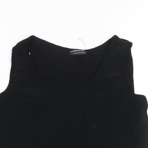 Warehouse Womens Black Polyester Camisole Blouse Size 10 Scoop Neck - Pocket Detail