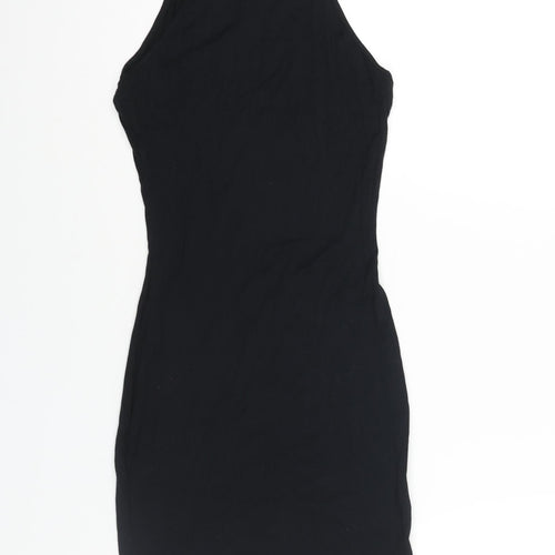 Missguided Womens Black Viscose Bodycon Size 6 Square Neck Pullover