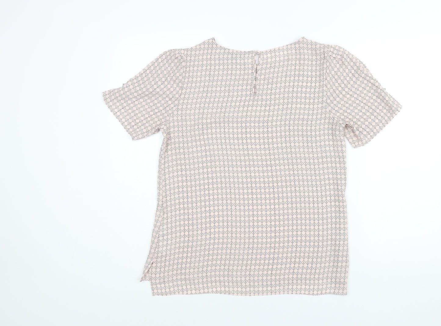 Debenhams Womens Pink Geometric Polyester Basic Blouse Size 12 Round Neck
