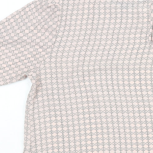 Debenhams Womens Pink Geometric Polyester Basic Blouse Size 12 Round Neck