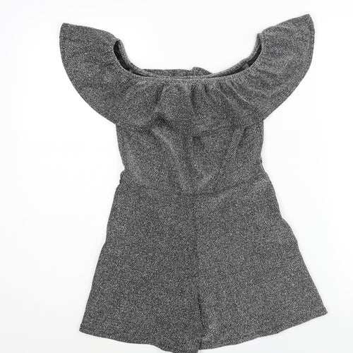 Miss Selfridge Womens Silver Nylon Playsuit One-Piece Size 6 Pullover - Frill