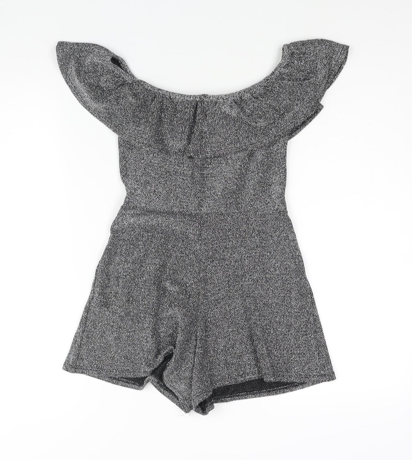 Miss Selfridge Womens Silver Nylon Playsuit One-Piece Size 6 Pullover - Frill