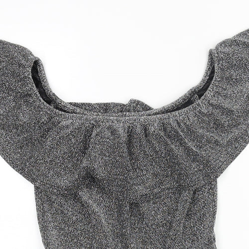 Miss Selfridge Womens Silver Nylon Playsuit One-Piece Size 6 Pullover - Frill
