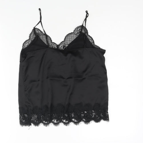 Divided by H&M Womens Black Polyester Basic Blouse Size 8 V-Neck - Lace Trim