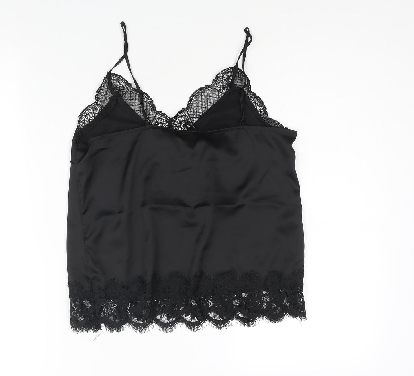 Divided by H&M Womens Black Polyester Basic Blouse Size 8 V-Neck - Lace Trim