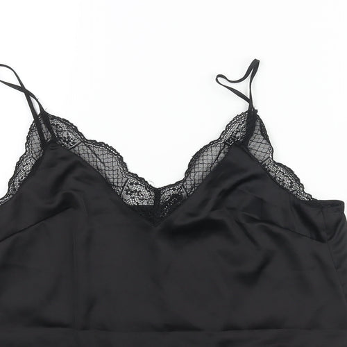 Divided by H&M Womens Black Polyester Basic Blouse Size 8 V-Neck - Lace Trim