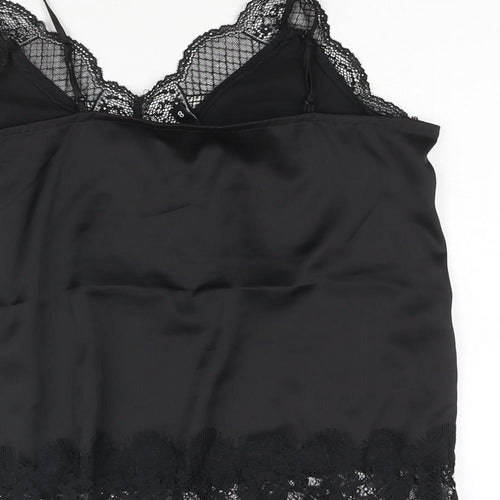 Divided by H&M Womens Black Polyester Basic Blouse Size 8 V-Neck - Lace Trim
