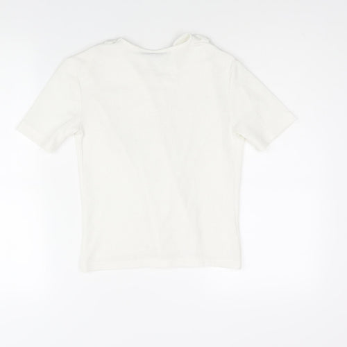 Zara Womens White Polyester Basic Blouse Size S V-Neck