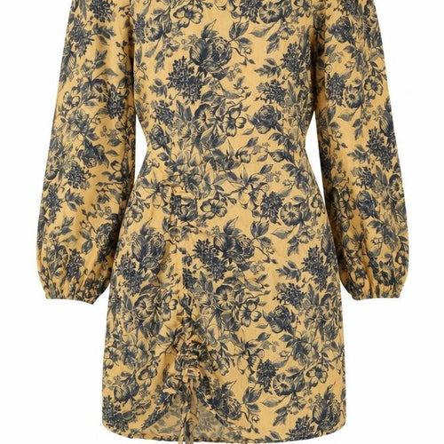Nasty Gal Womens Multicoloured Floral Cotton Shift Size 10 Round Neck Zip - Drawstring Detail