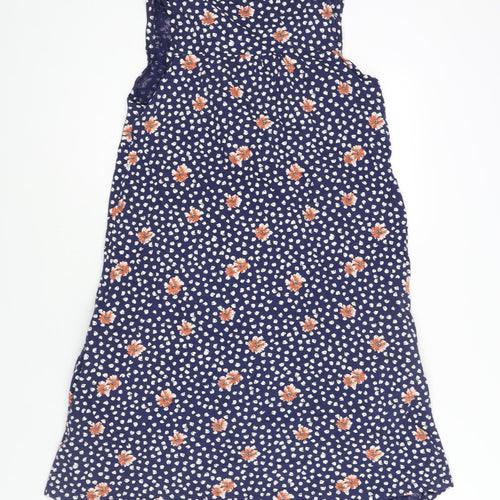 NEXT Womens Blue Geometric Cotton Shift Size 12 V-Neck Pullover - Floral Print