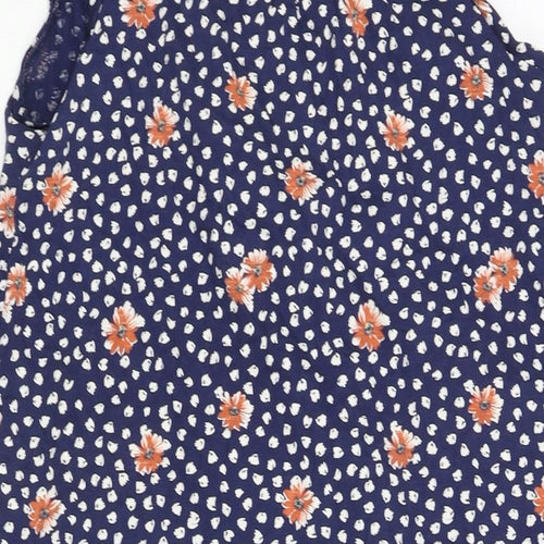 NEXT Womens Blue Geometric Cotton Shift Size 12 V-Neck Pullover - Floral Print