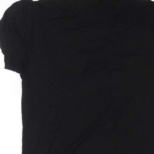 Miss Selfridge Womens Black Viscose Basic Blouse Size 8 Mock Neck - Bow