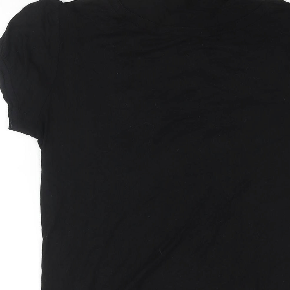 Miss Selfridge Womens Black Viscose Basic Blouse Size 8 Mock Neck - Bow