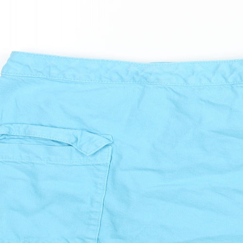 Denim & Co. Womens Blue Cotton Wrap Skirt Size 10 Button - Pocket