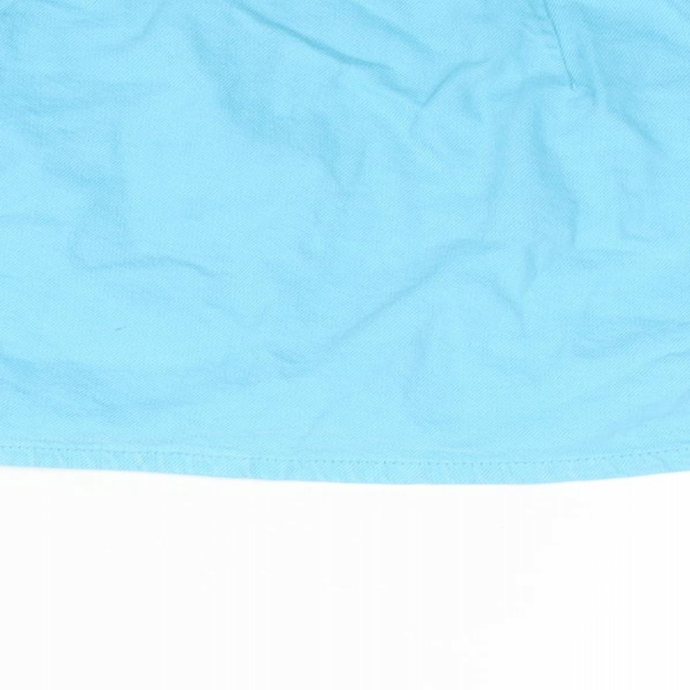 Denim & Co. Womens Blue Cotton Wrap Skirt Size 10 Button - Pocket