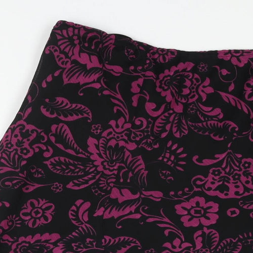 Elvie Womens Black Floral Polyester Flare Skirt Size 32 in