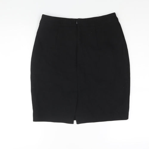 H&M Womens Black Polyester Straight & Pencil Skirt Size 10 Zip - Button Detail