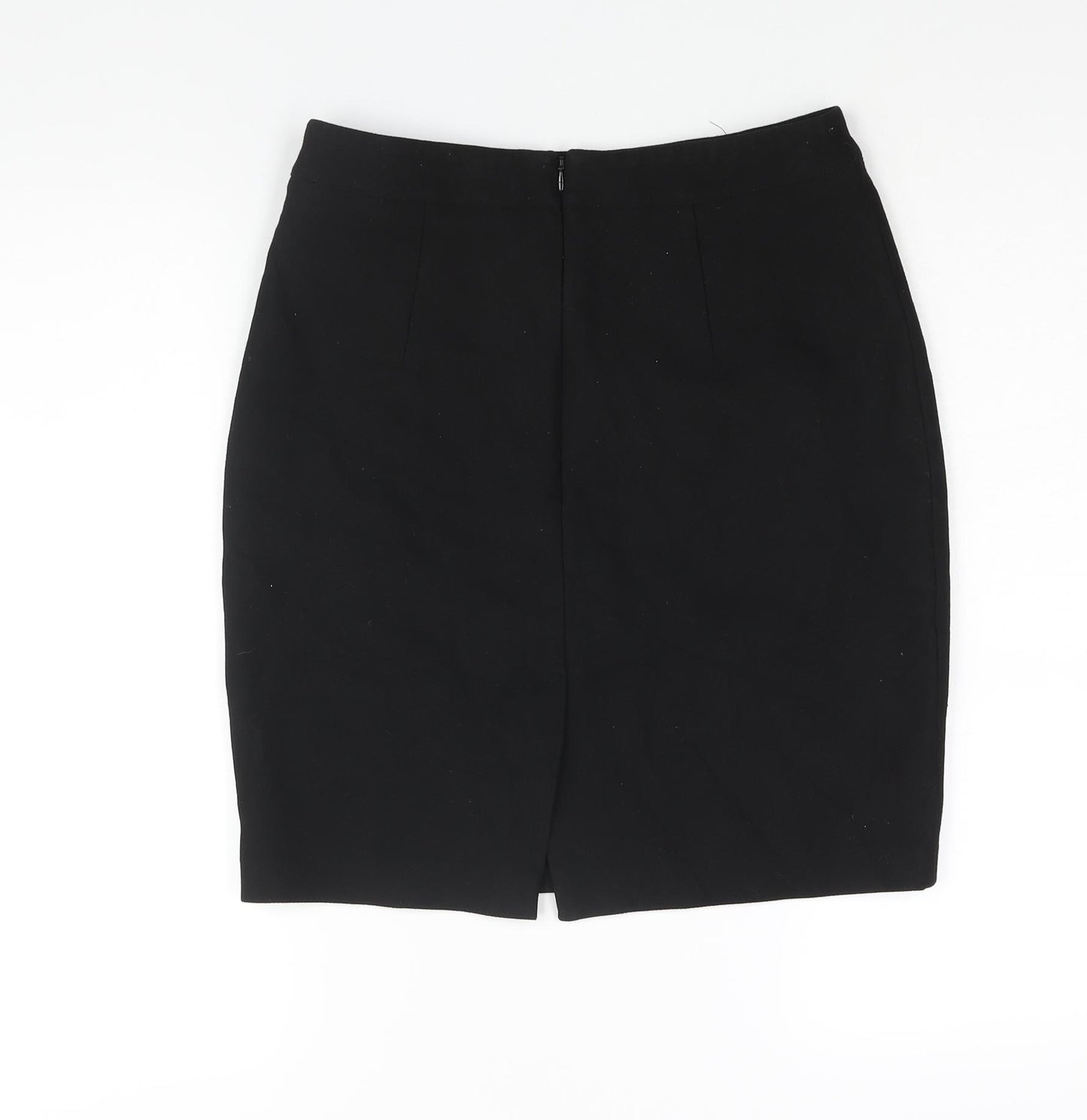 H&M Womens Black Polyester Straight & Pencil Skirt Size 10 Zip - Button Detail